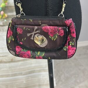 Betsey Johnson Retired Skull‎ and Rose Print Crossbody Small Purse